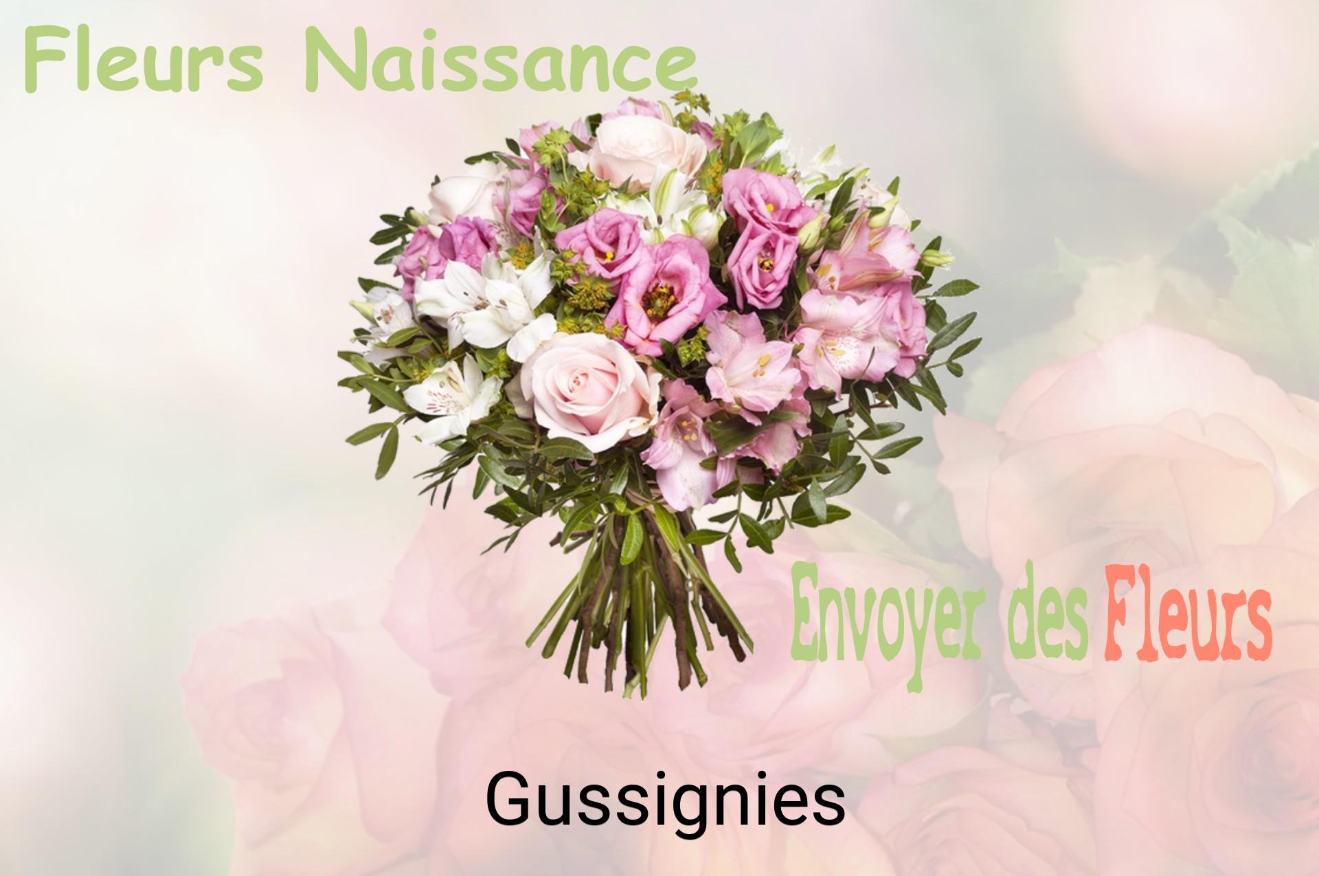 Bouquet de fleurs de naissance livré à Gussignies