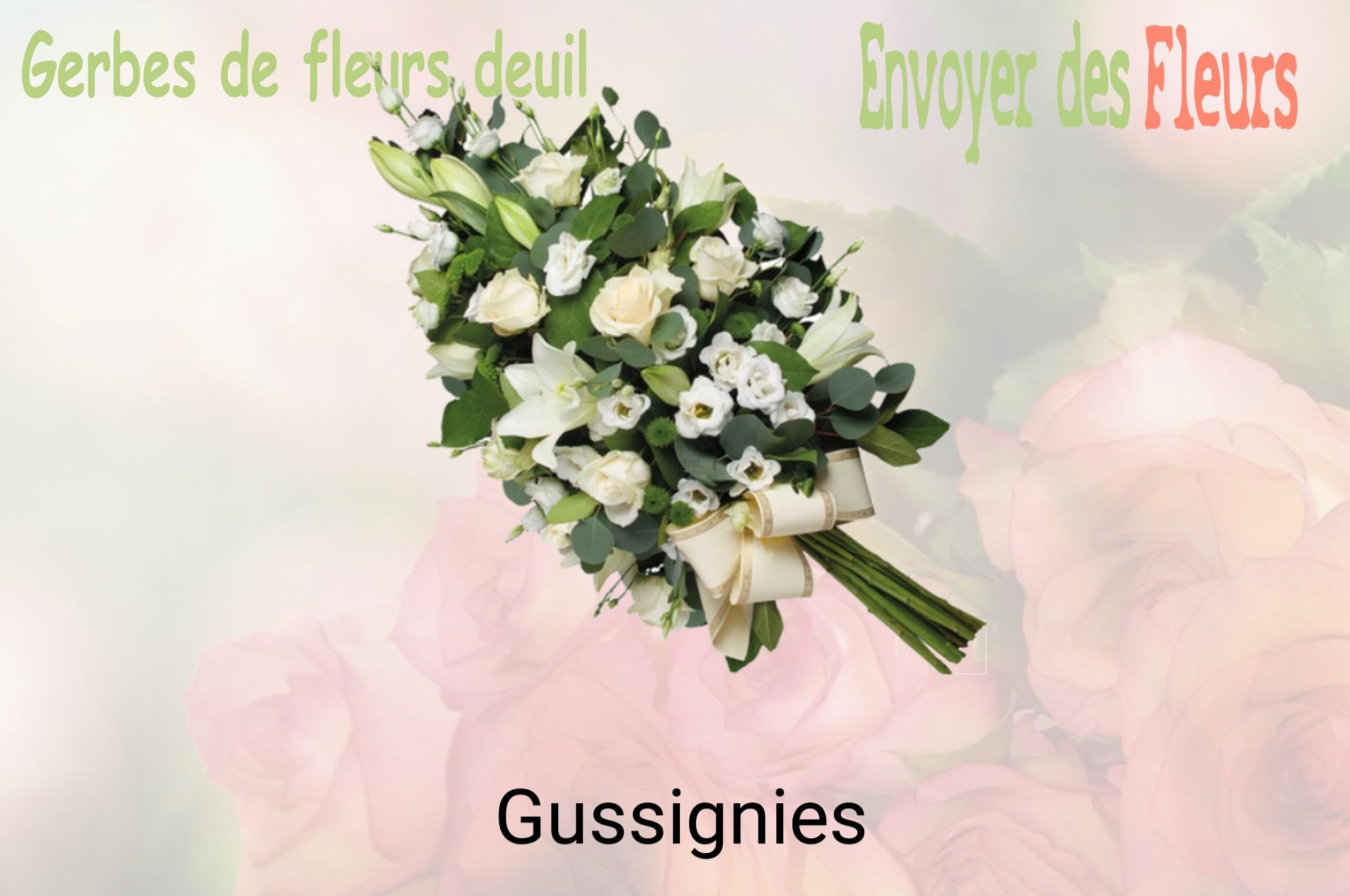 Gerbe de fleurs de deuil livrée à Gussignies